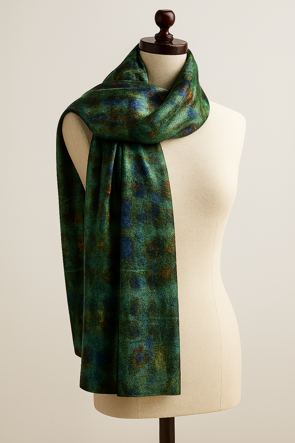 Verdigris Silk Satin Scarf