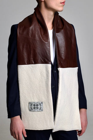 Bovine leather and Wool Scarf