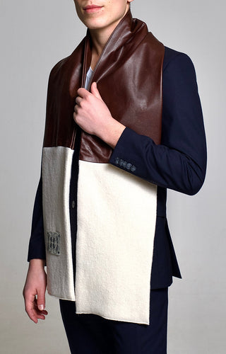 Bovine leather and Wool Scarf